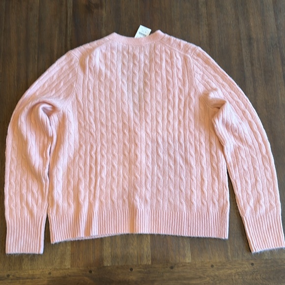 J Crew cable-knit cardigan sweater in extra-soft yarn. Size L, Light Pink, NWT - Picture 5 of 10